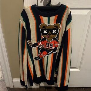 Black Pike Striped Bear Graphic Sweater